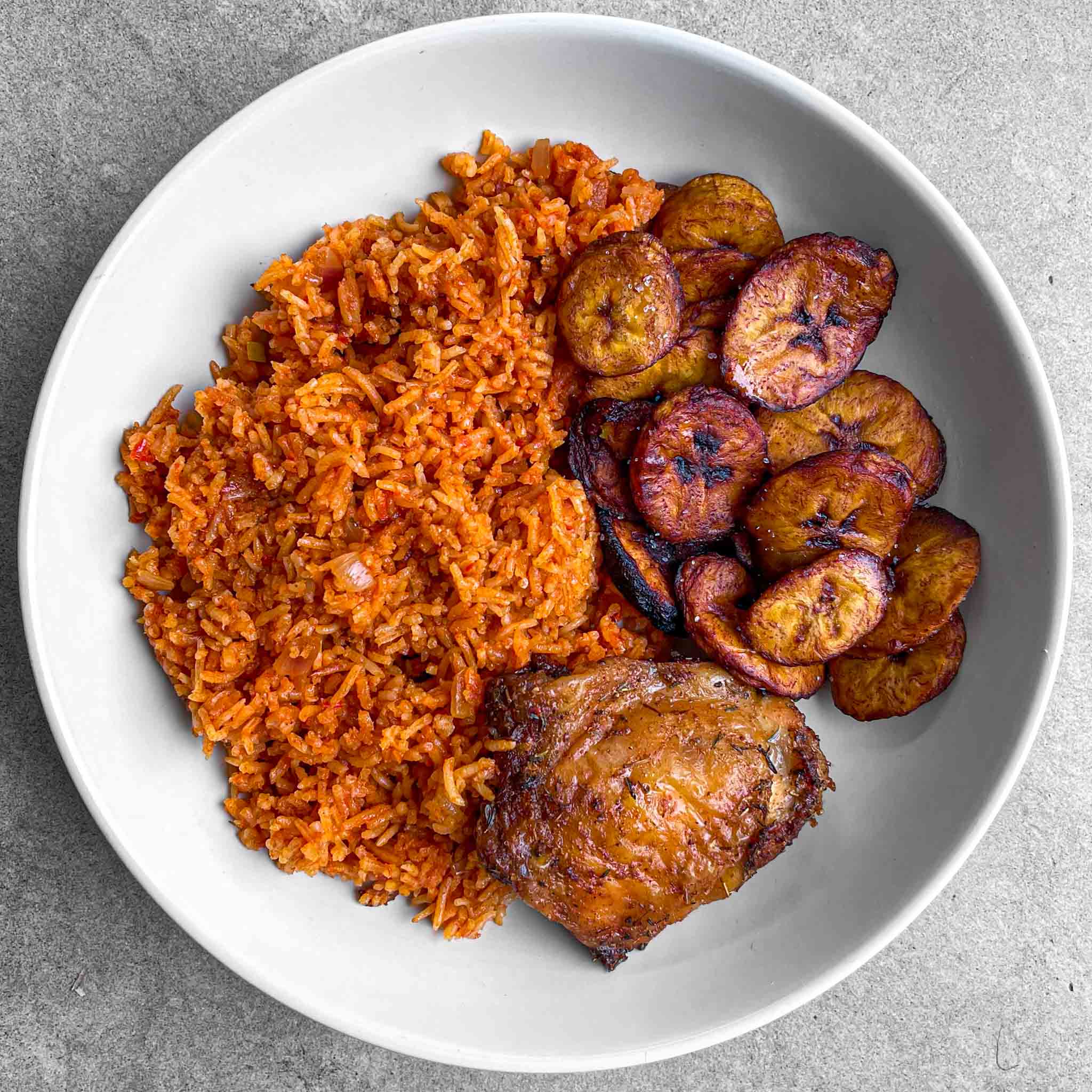 Fresh jollof rice meal